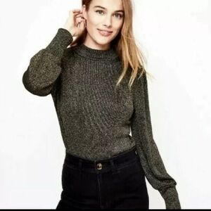 LOFT Women Gold Pullover Metallic Sweater Size XS